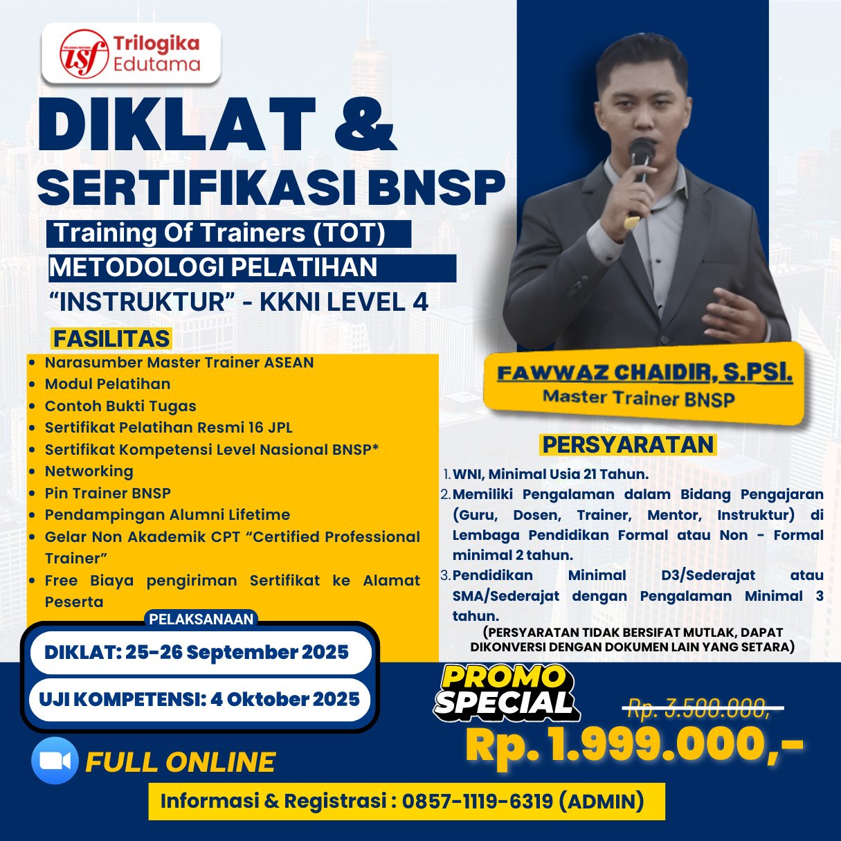 SPESIAL PAKET PROMO DIKLAT DAN SERTIFIKASI TOT LEVEL 4 - INSTRUKTUR FULL ONLINE!!!